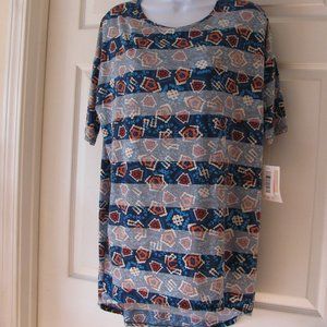 * 2/$15 LuLaRoe Irma Tunic XS NWT $36 Blue White Stripes Oversized High Low